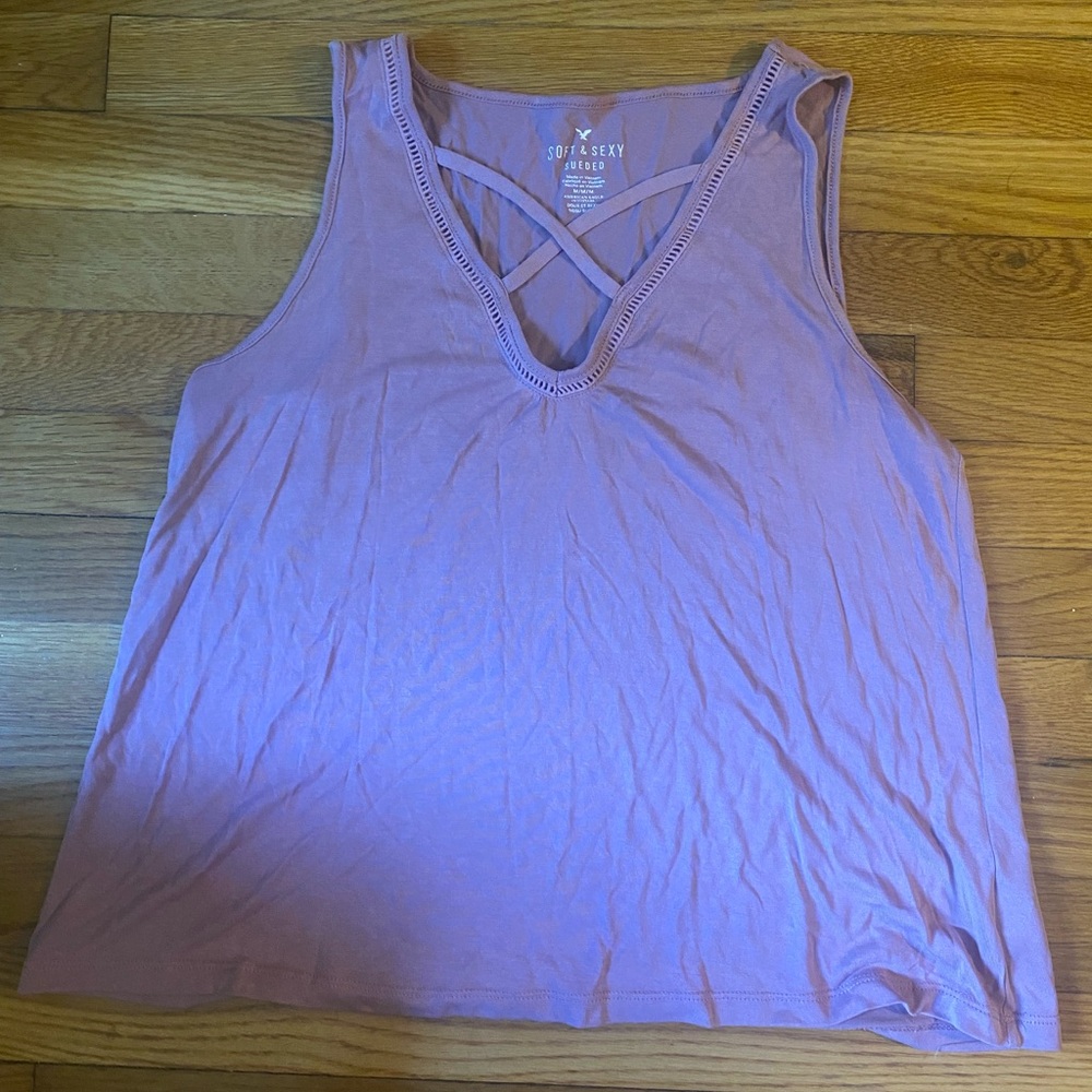 American Eagle Soft & Sexy Purple Cross Front Tank